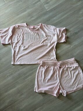 Juicy Couture Baby Pink Rhinestone Logo Lounge Set